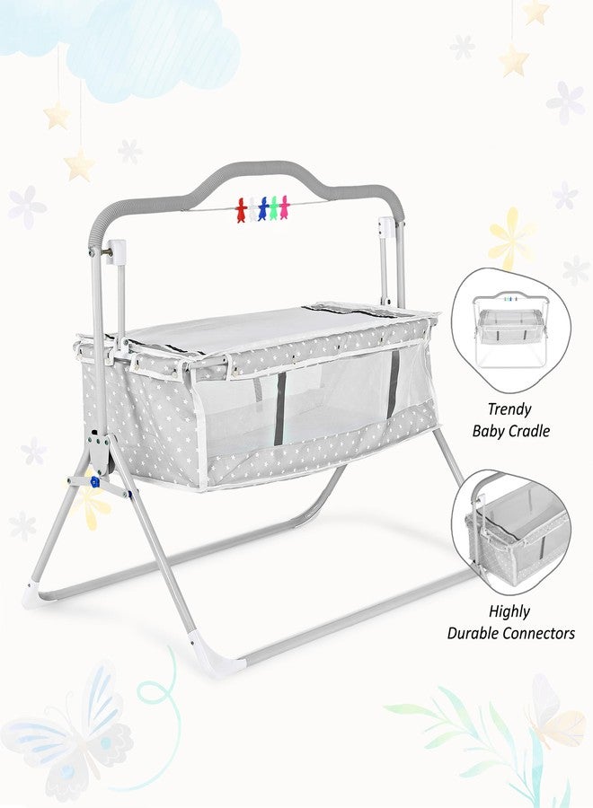 SafeChamp Sweetie Pie Baby Crib Bassinet Cot Swing Cradle Pink Bassinet and Toy (Grey) - Image 3