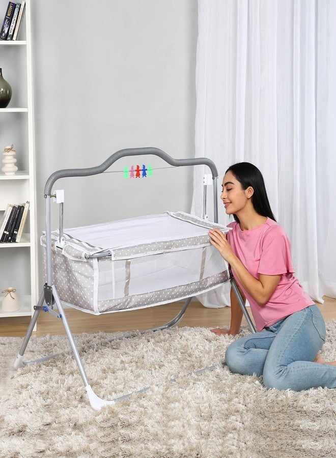 SafeChamp Sweetie Pie Baby Crib Bassinet Cot Swing Cradle Pink Bassinet and Toy (Grey) - Image 2