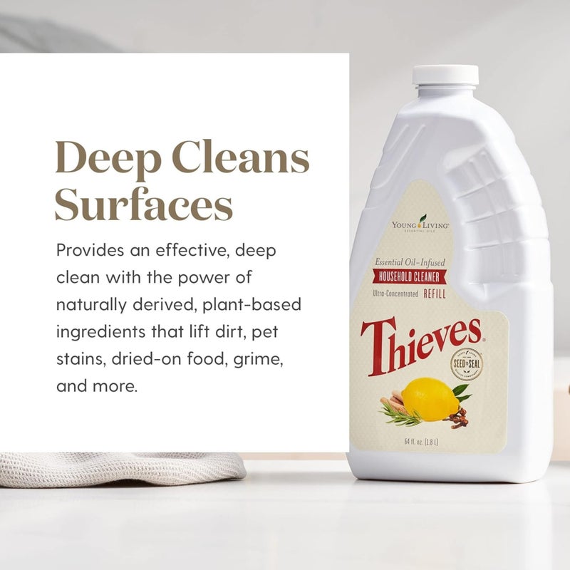Young Living Thieves Household Cleaner Refill | 64 fl oz | All-Surface Home Cleaner | Plant-Based | Pet-Safe Formula | Water and Essential Oil Infused - Image 5