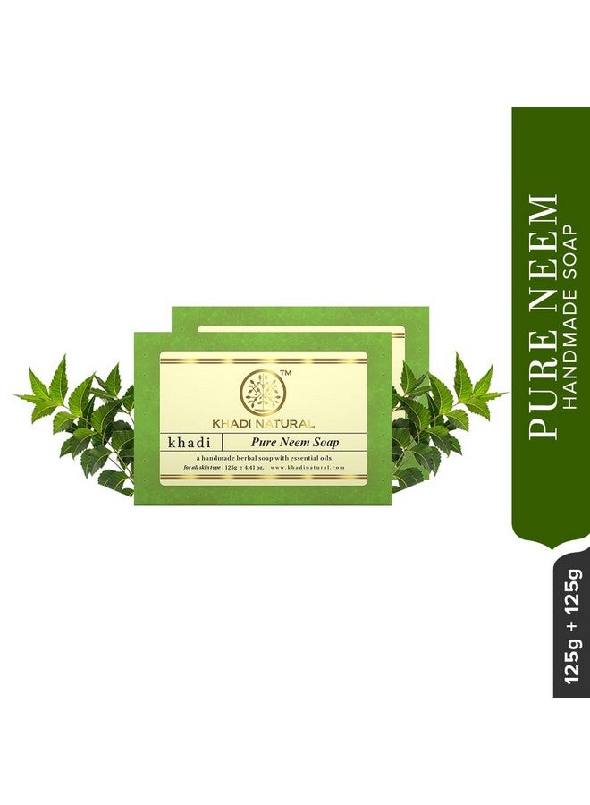 Khadi Natural صابون النيم النقي 125 ج صابون استحمام عشبي لعلاج حب الشباب صابون طبيعي مع زيوت أساسية صابون مضاد للبكتيريا مناسب لجميع أنواع البشرة عبوة من 2 - Image 5