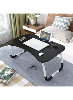Generic Foldable Laptop Table with Cup Holder and iPad (Length: 60cm * Width: 40cm) - Black  - Image 2