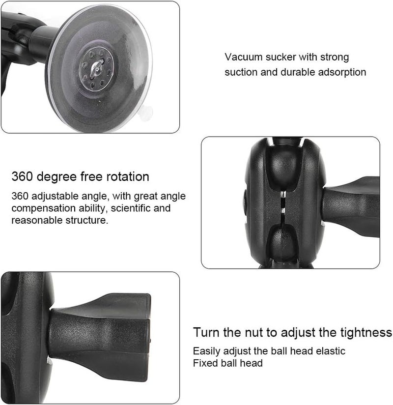 klarako 2pcs Car Dash Cam Mount Holder, ABS 360 Degree Adjustable Driving Video Recorder Sucker Bracket Vacuum Sucker GPS Suction Cup Holder 65mm Card Slot for Car GPS Navigator(Black) - Image 2