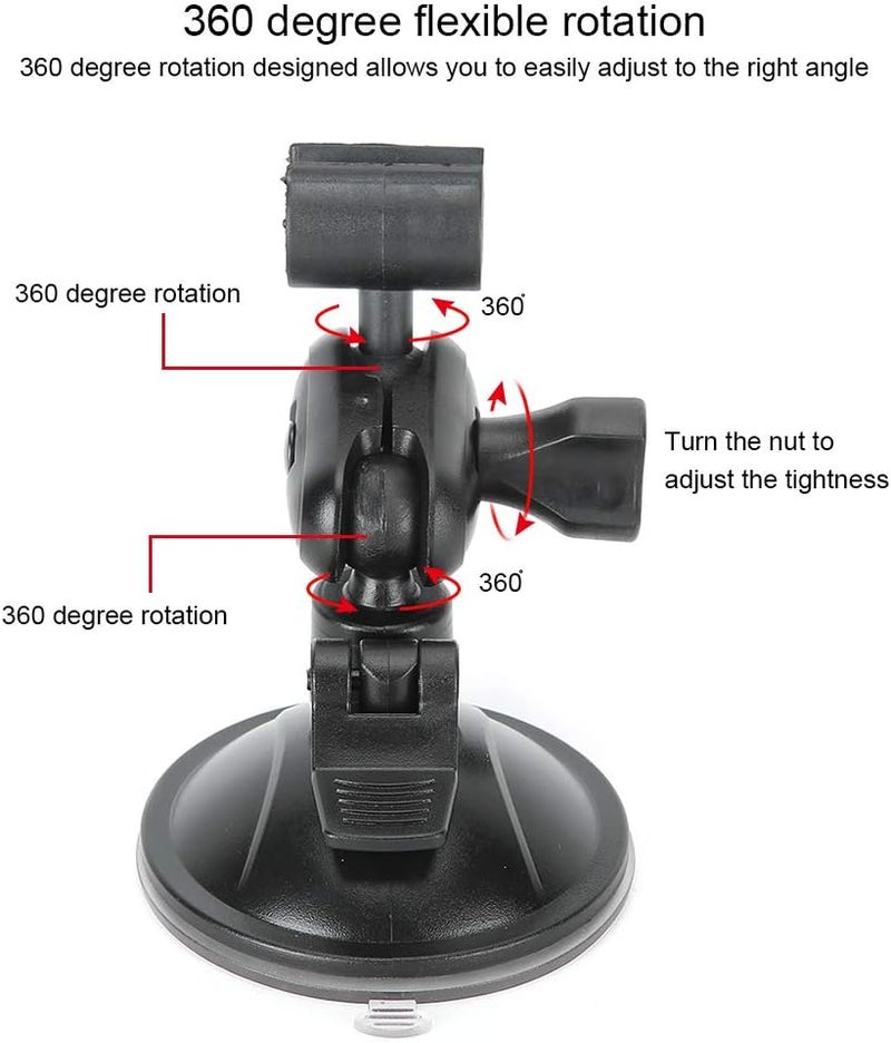 klarako 2pcs Car Dash Cam Mount Holder, ABS 360 Degree Adjustable Driving Video Recorder Sucker Bracket Vacuum Sucker GPS Suction Cup Holder 65mm Card Slot for Car GPS Navigator(Black) - Image 3