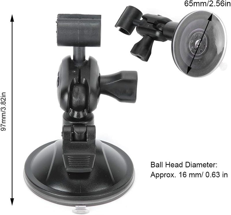 klarako 2pcs Car Dash Cam Mount Holder, ABS 360 Degree Adjustable Driving Video Recorder Sucker Bracket Vacuum Sucker GPS Suction Cup Holder 65mm Card Slot for Car GPS Navigator(Black) - Image 5