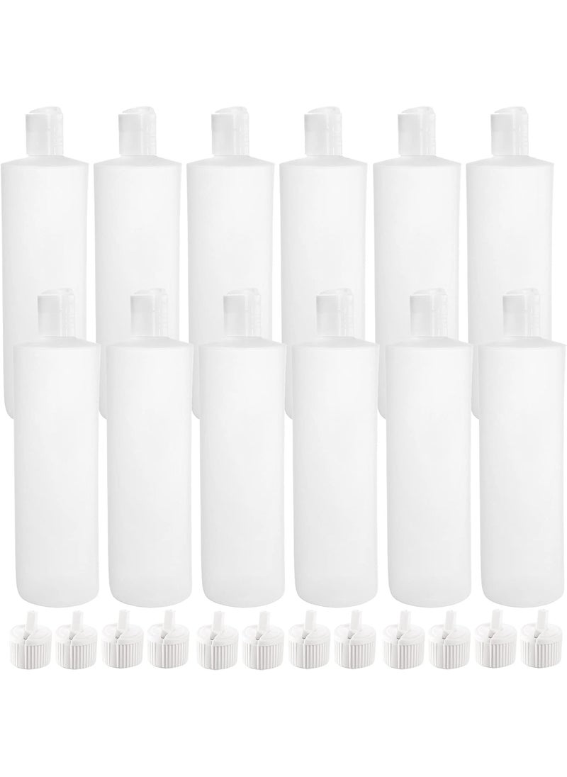 Bekith Bekith 12 Pack 16oz Plastic Squeeze Bottle with 24 Caps in 2 Styles, Refillable Plastic Bottles for Shampoo, Lotions, Liquid Body Wash, Sauce, BPA Free 