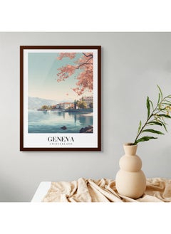 Art Decor Art Decor Framed Fine Art Portrait Print of Geneva Travel Switzerland Scenic Lake Mountain Landscape European Poster Wall Décor for Home Living Room Bedroom Office Hotels Studio Gifting  - Image 3