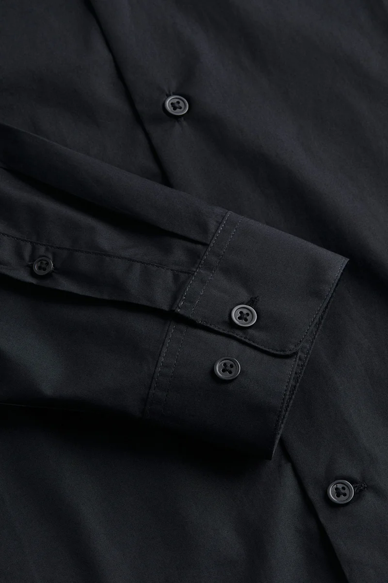 اتش اند ام قميص بوبلين بقصّة عادية