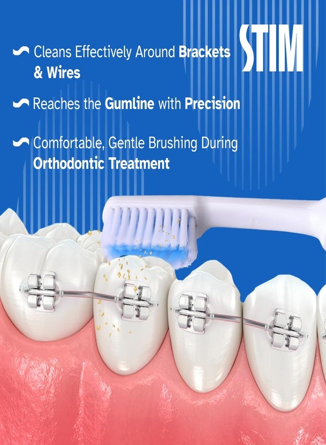 STIM Ortho Mb Toothbrush Pack Of 2 Toothbrush For Braces Super Soft Bristles, adult, manual, Multi-Coloured - Image 3