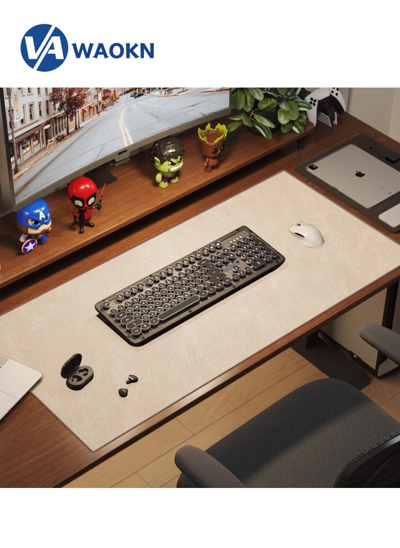 WAOKN Large Gaming Mouse Pad L  Non-Slip Mouse Pad Large Keyboard Mouse Pad Desk Pad With Stitched Edge  Leather Surface Waterproof Layer Mouse Pad  - Image 1