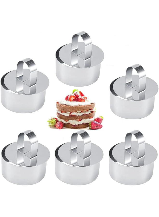S-TOP Cake Mold Mousse Rings 304 Food Grade Stainless Steel Cake Circle Cake Mold with Pusher, 8cm Diameter, Set of 6 Easy to Use Clean Dishwasher Safe Durable and Heat Resistant (Round) - Image 1