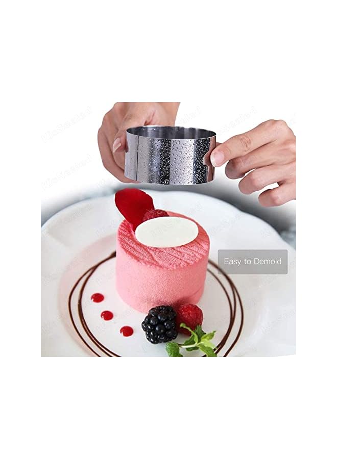 S-TOP Cake Mold Mousse Rings 304 Food Grade Stainless Steel Cake Circle Cake Mold with Pusher, 8cm Diameter, Set of 6 Easy to Use Clean Dishwasher Safe Durable and Heat Resistant (Round) - Image 4