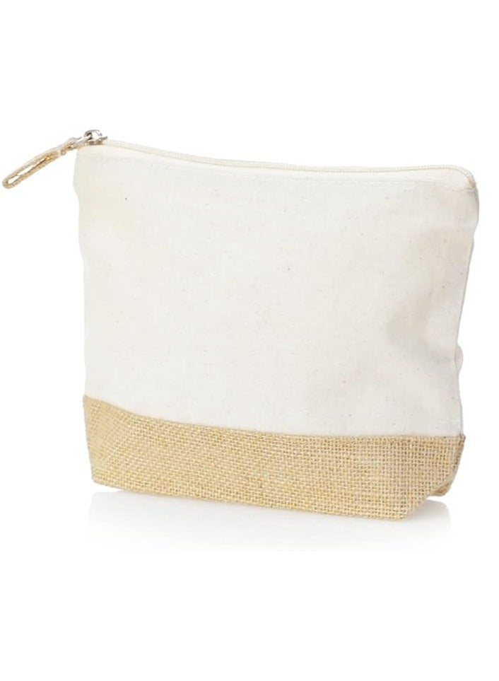 Eco-neutral Eco Neutral Cotton Toiletry Bag with Zipper Womens Makeup Pouch Cosmetic Bag for Travel GRS certified Recycled Cotton Jute - Image 1