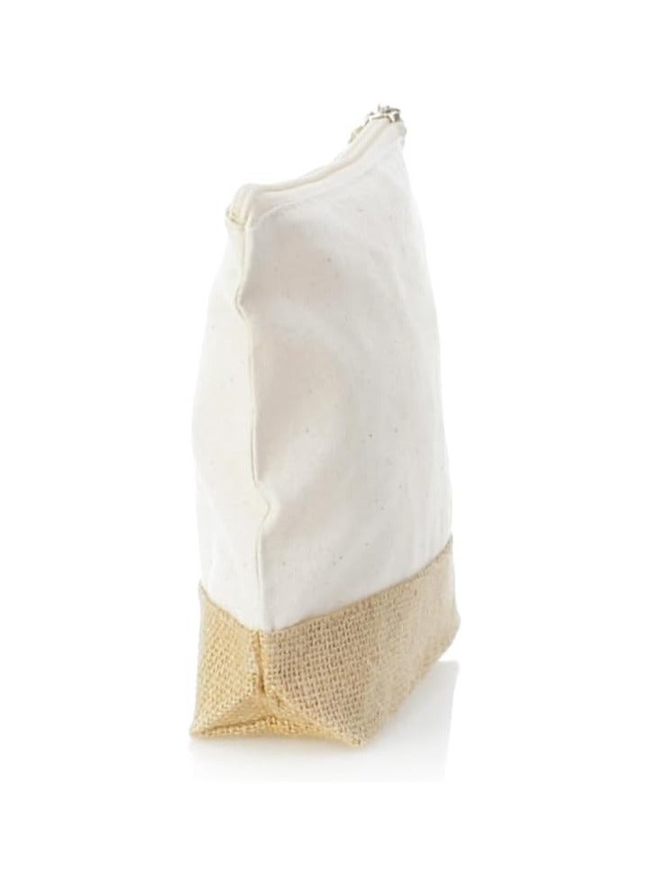 Eco-neutral Eco Neutral Cotton Toiletry Bag with Zipper Womens Makeup Pouch Cosmetic Bag for Travel GRS certified Recycled Cotton Jute - Image 3