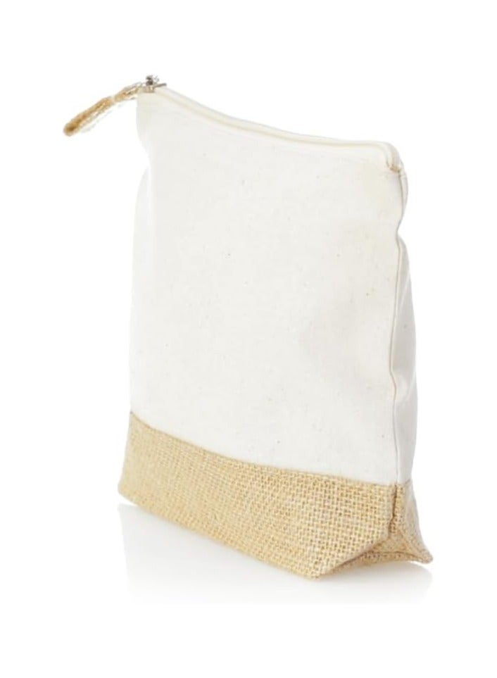 Eco-neutral Eco Neutral Cotton Toiletry Bag with Zipper Womens Makeup Pouch Cosmetic Bag for Travel GRS certified Recycled Cotton Jute - Image 4