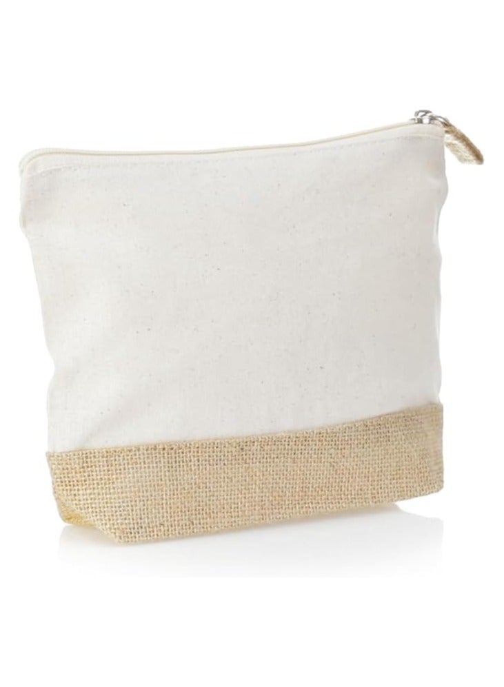 Eco-neutral Eco Neutral Cotton Toiletry Bag with Zipper Womens Makeup Pouch Cosmetic Bag for Travel GRS certified Recycled Cotton Jute - Image 5