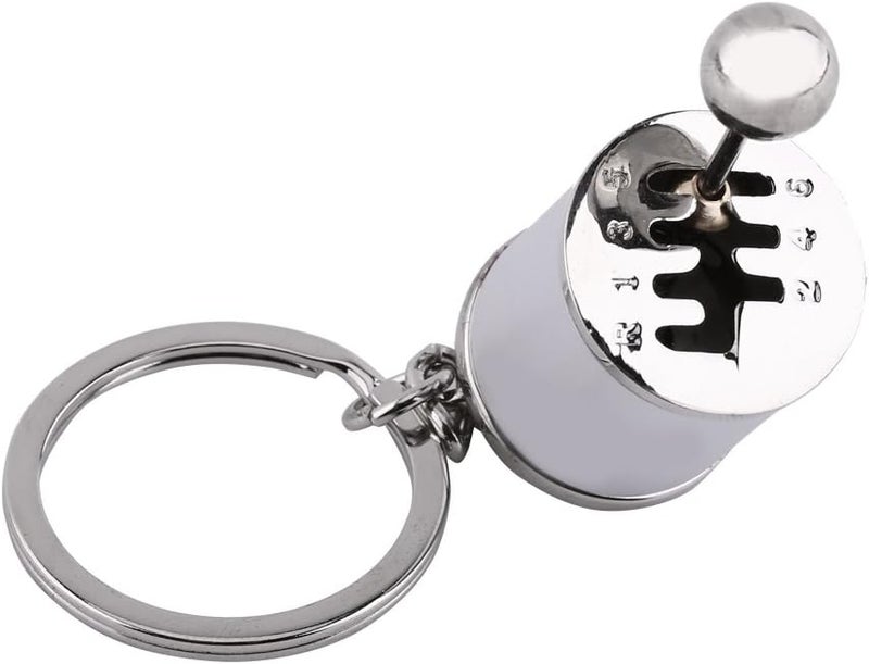 klarako Creative Auto Part Model Gear Box Shifter Keychain, keychain, gear shift keychain Mini Car Gear Shift Stick Knob Gearbox Metal Key Chain Key Ring for Men(Silver) - Image 1