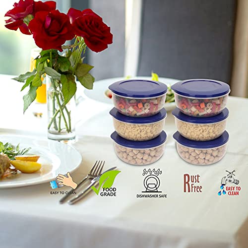 Cutting EDGE 900ml Eco-Storage Plastic Container & Organizer Set of 6 for Kitchen, Refrigerator, Lunch & Food Storage (Dark Blue) - Image 2