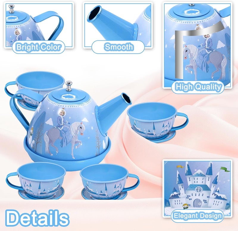 PRE-WORLD Tea Party Set for Little Girls, 46Pcs Princess Tea Time Toy Including Dessert,Cookies,Doughnut,Teapot Tray Cake,Tablecloth,Gloves & Carrying Case,Kitchen Pretend Play for Girls Boys Age 3-6 - Image 5