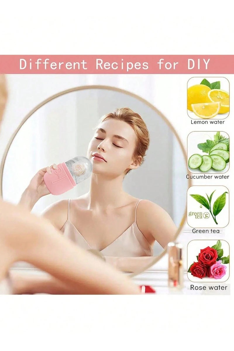 Generic Facial Ice Cylinder Set – A 5-piece set that includes facial massage and contouring tools, an ice cylinder, a scalp massage comb to stimulate hair growth, and a convenient storage bag. A complete set in a feminine pink color that adds a special touch to your skincare routine - Image 2