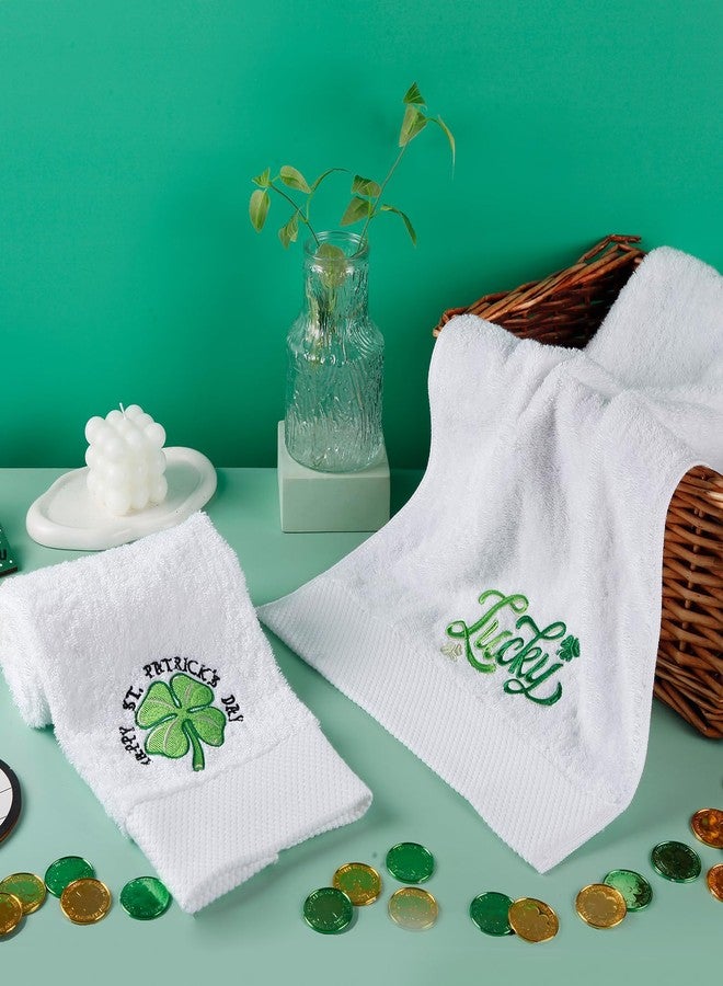 Quera 2 Pack St. Patrick's Day Hand Towels Clover Lucky 100% Cotton Embroidered Premium Luxury Decor Bathroom Decorative Towels Set for Drying, Cleaning, Towels Gift Set 13.7'' x 29.5'' - Image 5