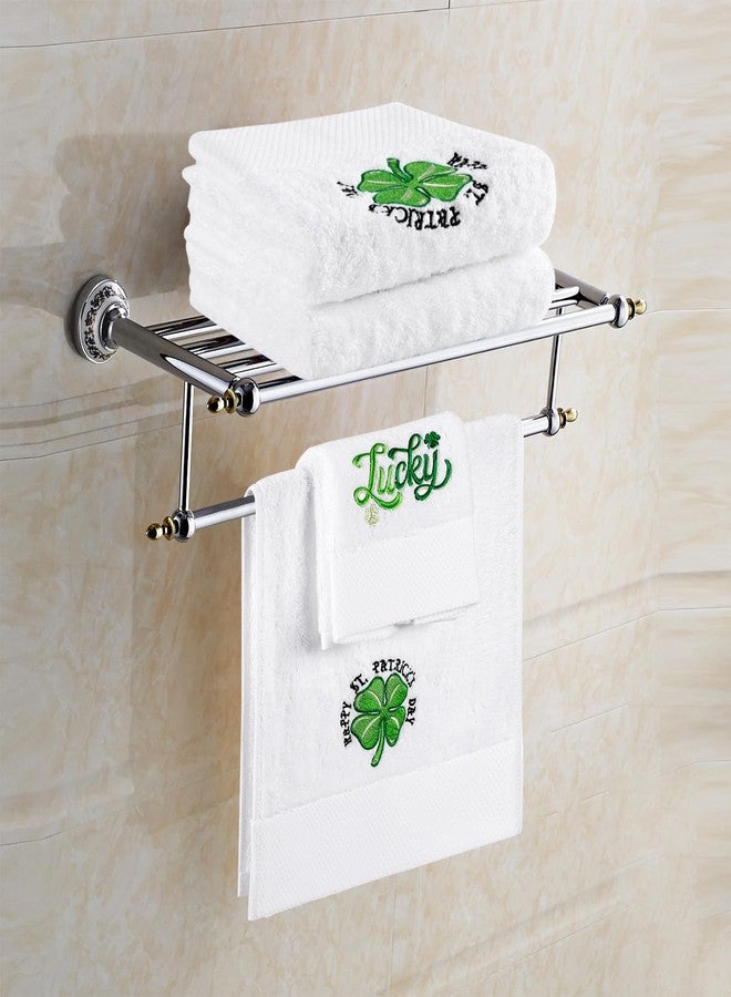 Quera 2 Pack St. Patrick's Day Hand Towels Clover Lucky 100% Cotton Embroidered Premium Luxury Decor Bathroom Decorative Towels Set for Drying, Cleaning, Towels Gift Set 13.7'' x 29.5'' - Image 3