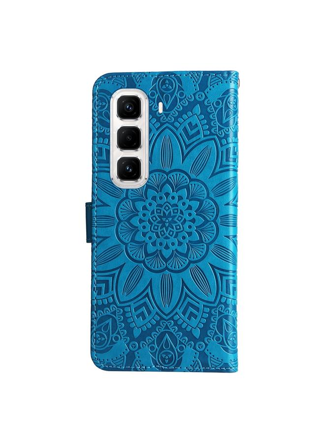 زبون جراب لهاتف Infinix Hot 50 Pro+ 4G مصنوع من الجلد المنقوش بنقشة دوار الشمس - Image 3