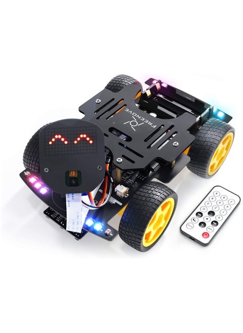 4WD Car Kit for ESP32 WROVER (Included) (Compatible with Arduino IDE) Camera Dot Matrix Expressions Obstacle Avoidance Line Tracking Light Tracing Colorful Light Remote App