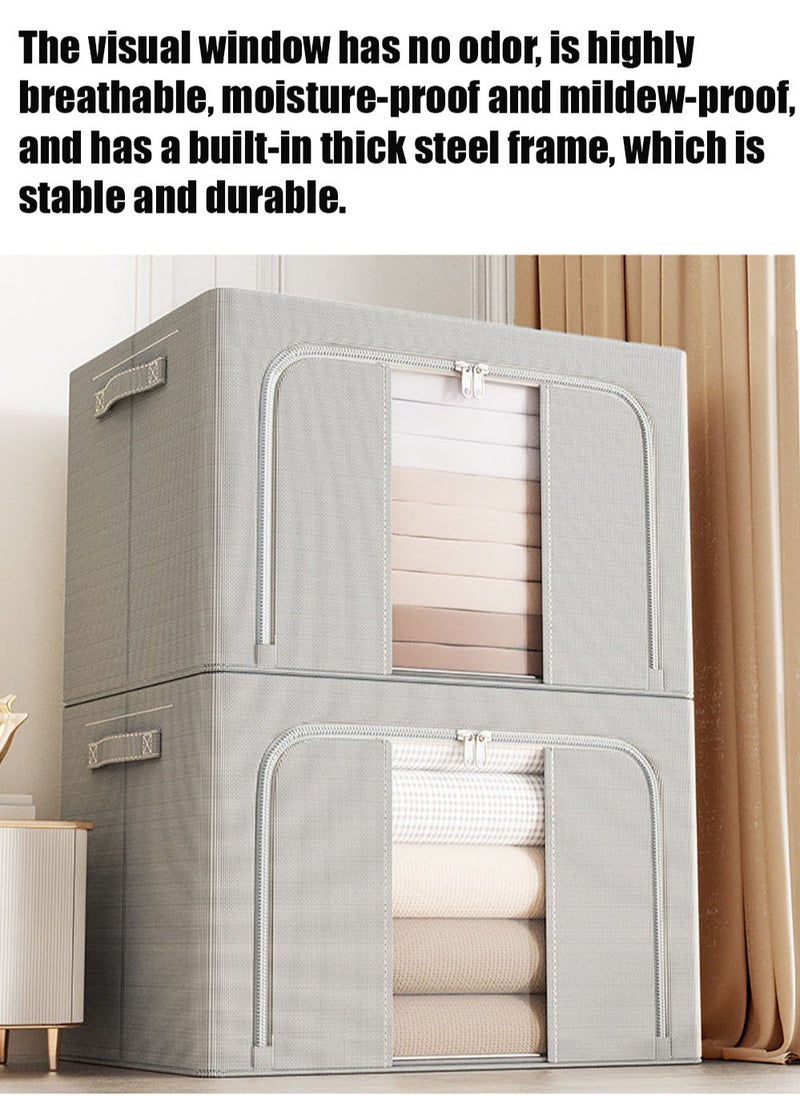 MissTiara 3-piece Clothing Quilt Storage Bag Transparent Window Storage Bag Clothing Folding Storage Box Gray  - Image 4