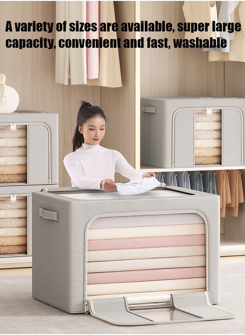 MissTiara 3-piece Clothing Quilt Storage Bag Transparent Window Storage Bag Clothing Folding Storage Box Gray  - Image 2