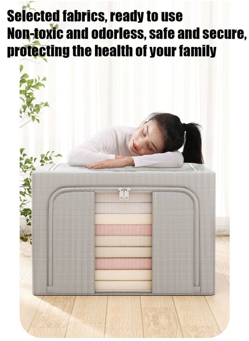 MissTiara 3-piece Clothing Quilt Storage Bag Transparent Window Storage Bag Clothing Folding Storage Box Gray  - Image 3