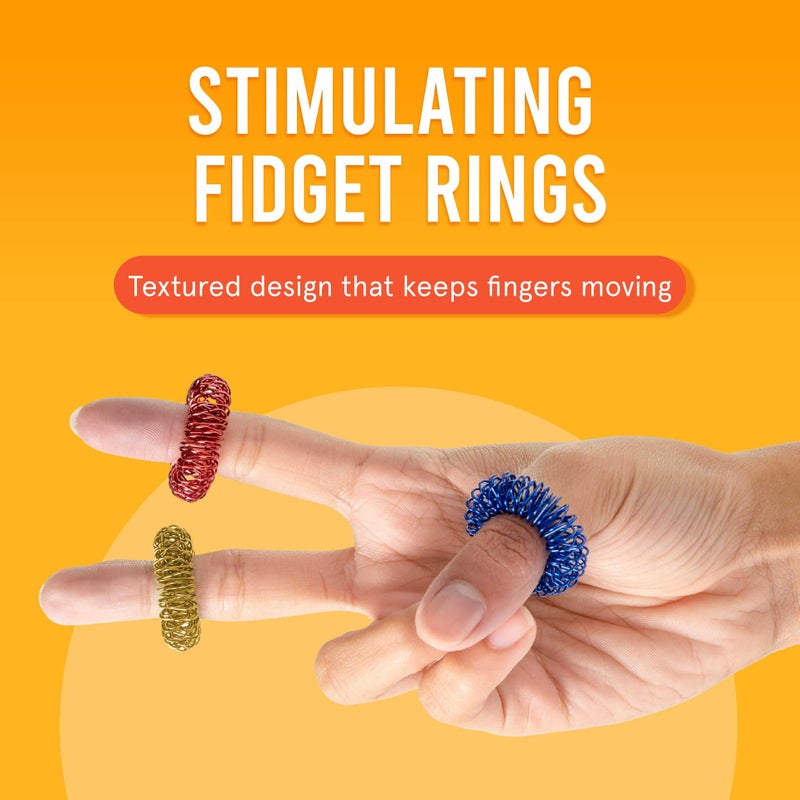 BunMo Easter Stuffers - Spiky Sensory Rings 9pk - Fidget Ring for Adults - Sensory Stimulation & Finger Comfort - Tween Easter Basket Stuffers - Acupressure Rings - Image 3