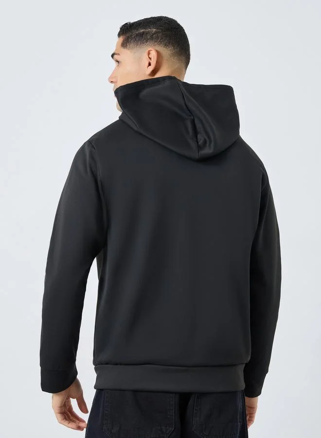 Take Two Black Men Black Zip-Up Inner Fleece Hooded Jacket for Men | Best Price UAE