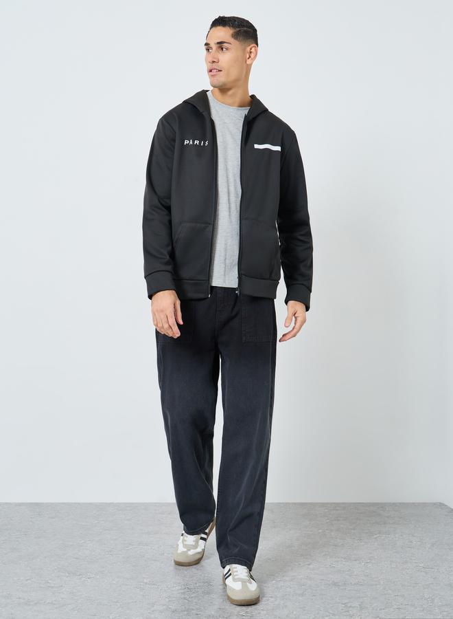 Take Two Men Black Zip-Up Inner Fleece Hooded Jacket - Image 2