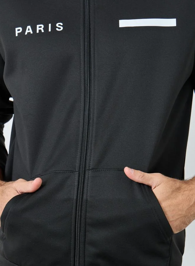 Take Two Black Men Black Zip-Up Inner Fleece Hooded Jacket for Men | Best Price UAE