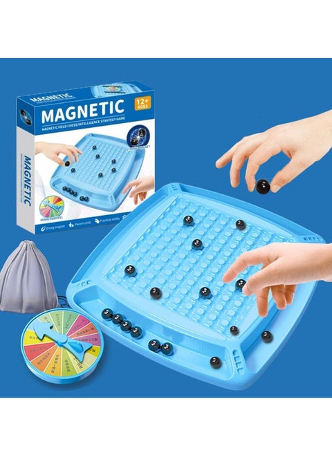 Magnetic Chess Game Set with Punishment Wheel,Fun Table Top Multiplayer Strategy Game with 20 Rocks,Magnet Chess Game Battle Chess Board,Interactive Educational Toys for Kids
