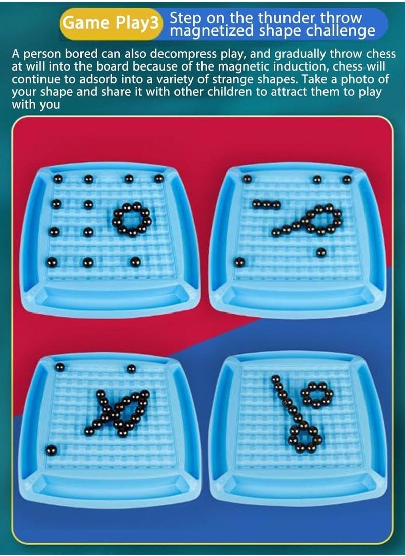 Magnetic Chess Game Set with Punishment Wheel,Fun Table Top Multiplayer Strategy Game with 20 Rocks,Magnet Chess Game Battle Chess Board,Interactive Educational Toys for Kids