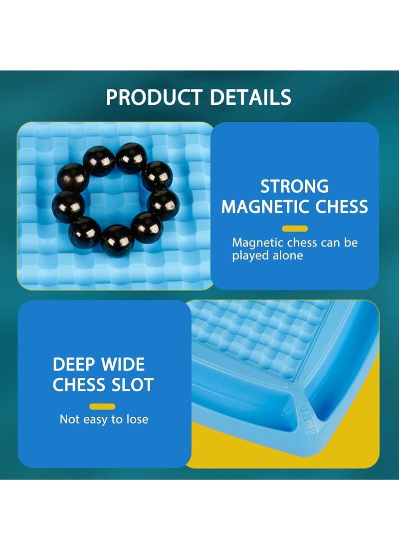 Magnetic Chess Game Set with Punishment Wheel,Fun Table Top Multiplayer Strategy Game with 20 Rocks,Magnet Chess Game Battle Chess Board,Interactive Educational Toys for Kids