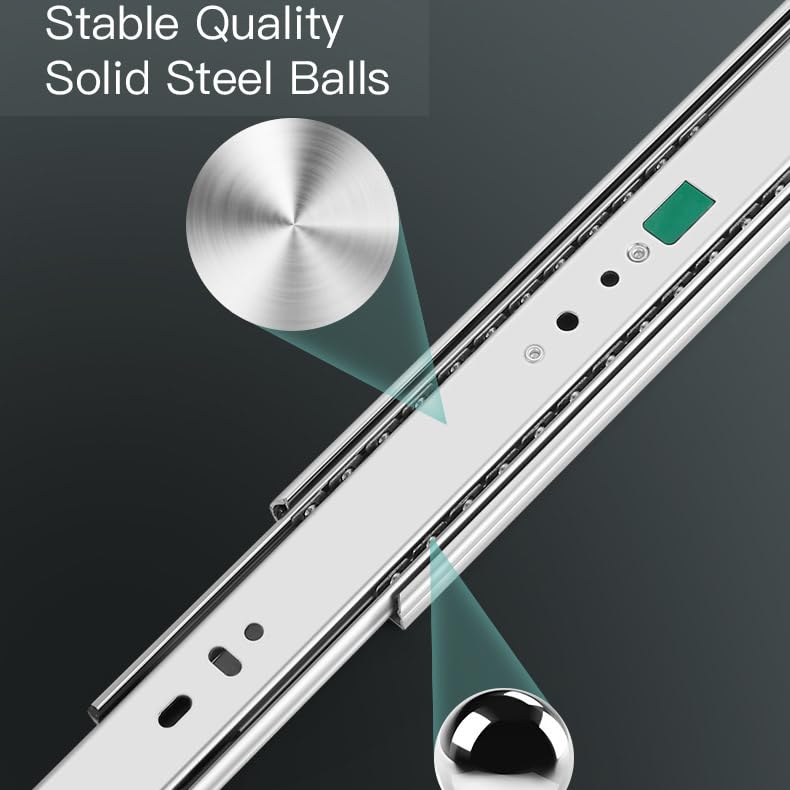 VOLO Pack of 1 16 Inch Soft Close Drawer Slide – Heavy Duty Telescopic Full Extension Ball Bearing Cabinet Channel, Load Capacity 50 Kg (Silver) - Image 4