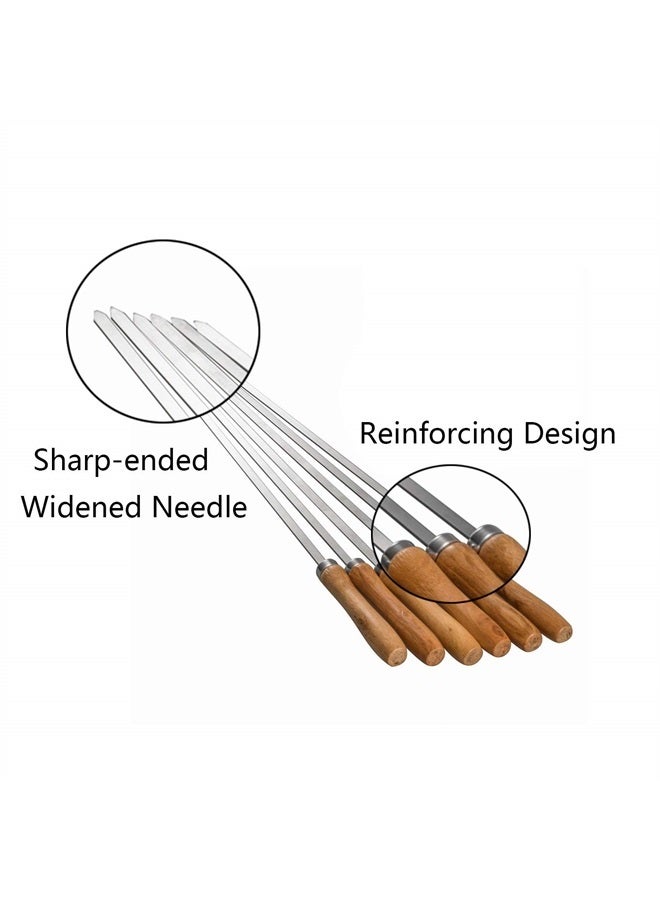 IMEEA 16.5in/42cm Flat Kebab Skewers Stainless Steel Barbecue Skewers with Wooden Handle Flat Metal BBQ Skewers for Grilling, Set of 12 - Image 3