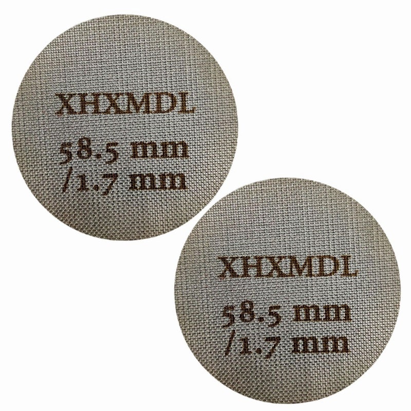 شاشة قرص إسبريسو XHXMDL، عبوتان، مقاس 58 مم - 58.5 مم، فلتر إسبريسو لسلة فلتر بورتافلتر مقاس 58 مم، شاشة إسبريسو قابلة لإعادة الاستخدام بسماكة 1.7 مم (150 ميكرومتر)، مصنوعة من الفولاذ المقاوم للصدأ 316 - Image 1