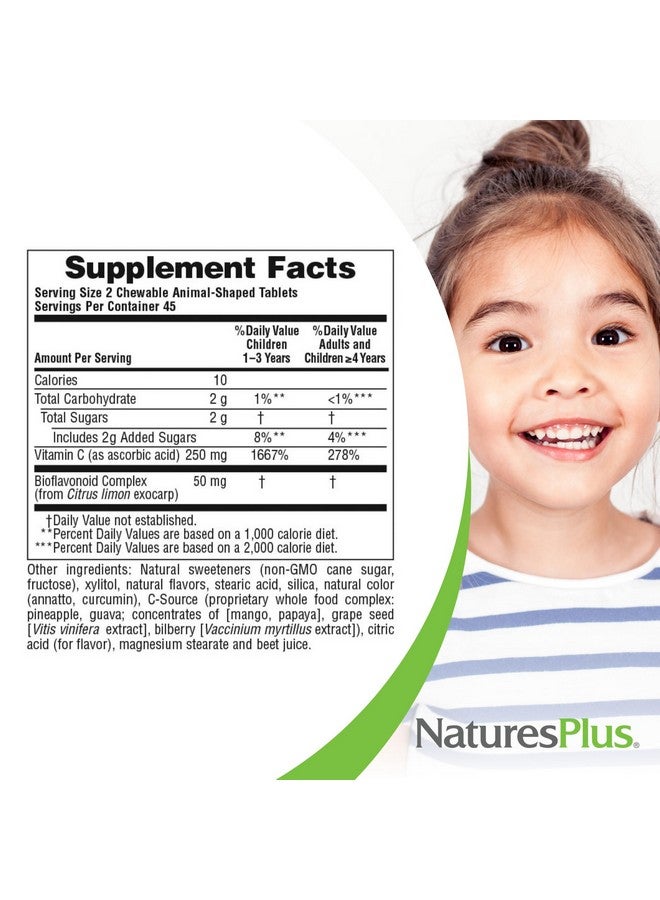 Natures Plus NaturesPlus Animal Parade Vitamin C Children's Chewable - Natural Orange Juice Flavor - 90 Animal-Shaped Tablets, Pack of 4 - Vegan, Vegetarian, Gluten Free - 180 Total Servings - Image 5