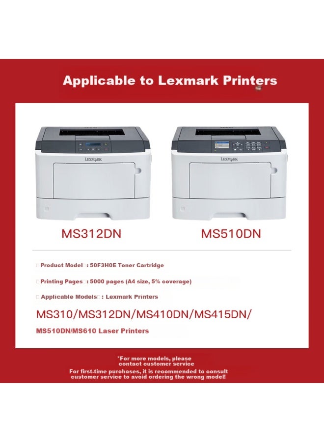 Befon 50f0z00 Toner Cartridge Compatible With Lexmark Ms310, Ms312dn, Ms610 Printers Toner Ms410dn, Ms415dn Toner, Ms510dn Toner Cartridge 50f3h0e Toner Cartridge - Image 1