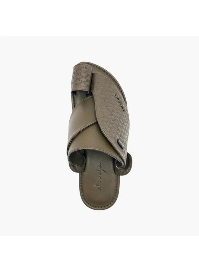 Al Waha Men's Textured Slip-On Arabic Sandals with Toe Loop Detail