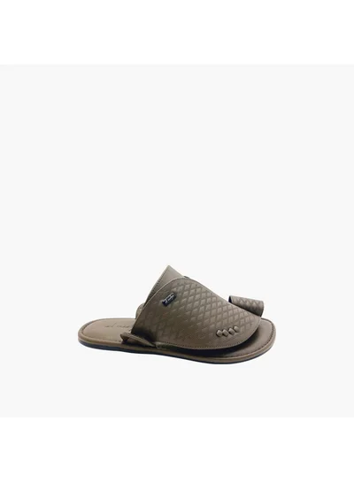 Al Waha Men's Textured Slip-On Arabic Sandals with Toe Loop Detail
