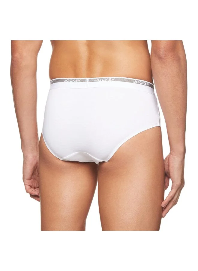 Jockey White 8037 Men Super Combed Cotton Solid Brief with Ultra soft Waistband Pack of 2 for Men | Best Price UAE
