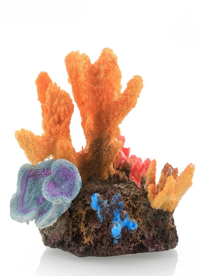 Petta Resin Coral Plant Decorations Glowing Artificial Ornament Decor Pocilloporidae Montipora Coral Reef Decoration Accessories for Betta Fish Tank Aquarium Landscape, Yellow Blue,1 Pcs GH1042 - Image 1