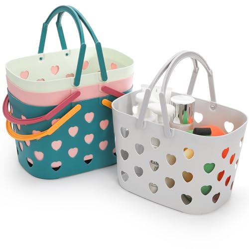 Peohud 4 Pack Portable Shower Caddy Basket, Plastic Storage Basket with Handle, Caddy Organizer Bin for Bathroom, College Dorm, Pantry, Kitchen - Image 5