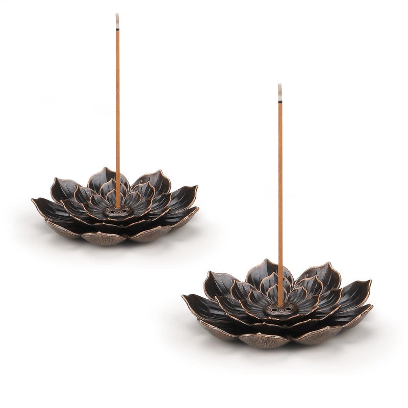 SLKIJDHFB Incense Burner - Lotus Stick Incense Holder 6 Incense Holes with Detachable Ash Catcher 2Pcs - Image 1