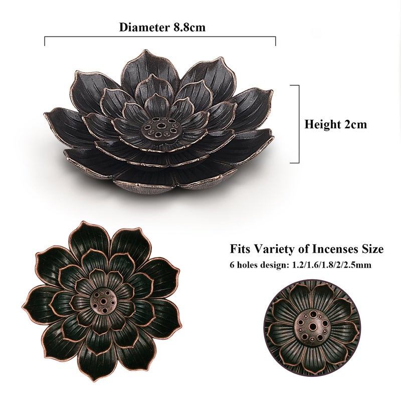 SLKIJDHFB Incense Burner - Lotus Stick Incense Holder 6 Incense Holes with Detachable Ash Catcher 2Pcs - Image 2