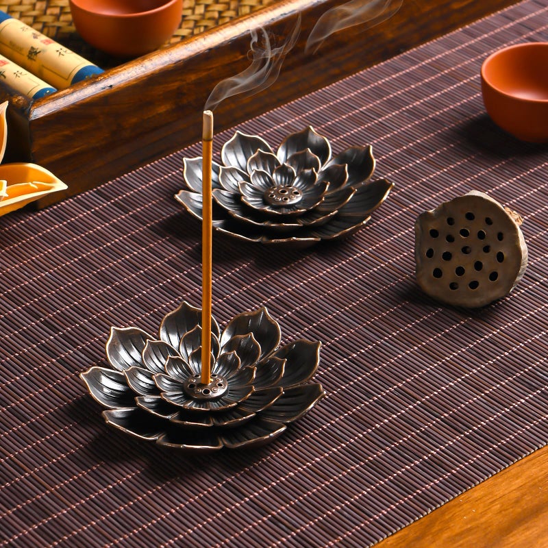 SLKIJDHFB Incense Burner - Lotus Stick Incense Holder 6 Incense Holes with Detachable Ash Catcher 2Pcs - Image 3